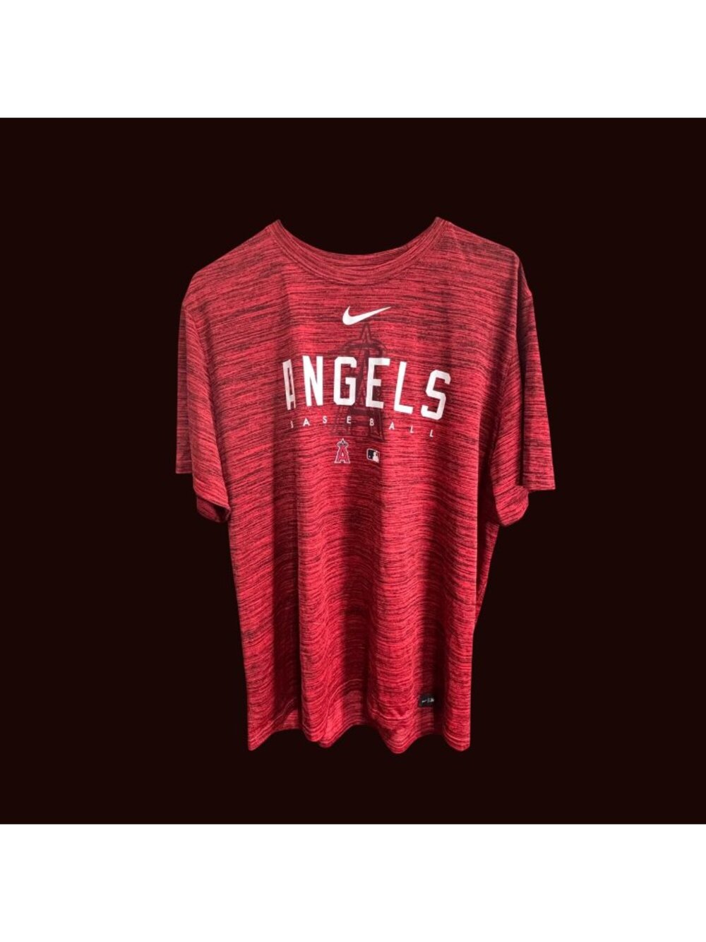 Men’s Large Nike MLB Angels Dri‑Fit Tee Red Black Heather